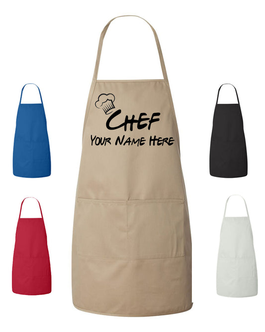 Personalized Chef Cooking Apron with Chef Hat Clipart with Friends Text