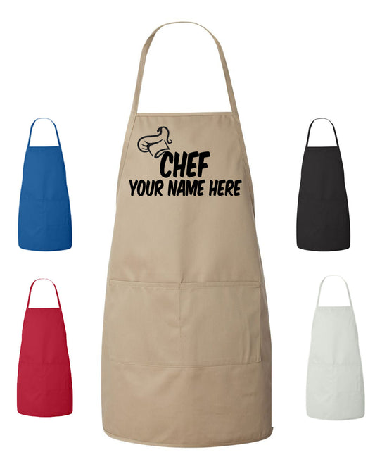 Personalized Chef Cooking Apron with Chef Hat Clipart with Komik Text