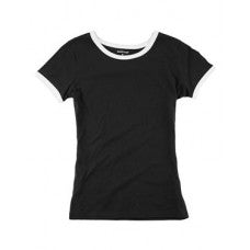 Boxercraft Women's Ringer T-Shirt Black White T47 YT47
