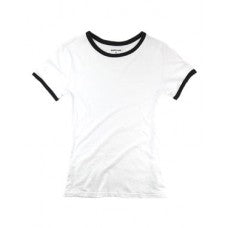 Boxercraft Women's Ringer T-Shirt White/Black T47 YT47