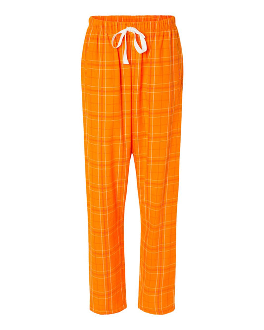 Boxercraft Ladies Haley Flannel Pants Orange and White Color Pants with Custom Text