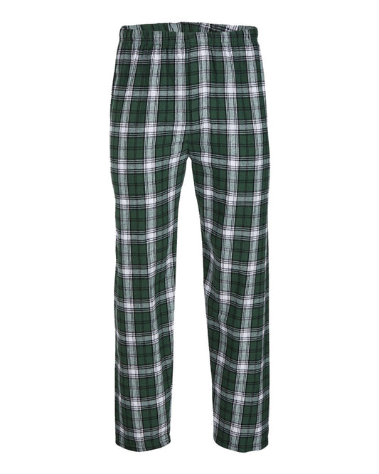 Boxercraft Unisex Flannel Pants Green and White Flannel Pants with Custom Text