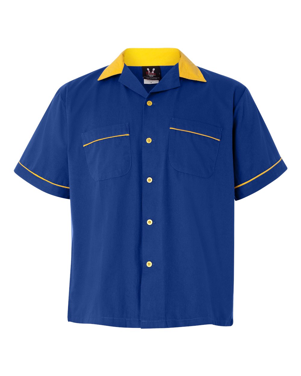Hilton HP2244 Bowling Shirt Royal with Gold Trim Custom Text or Design