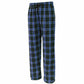 Pennant Adult and Youth Unisex Flannel Pants Black and Royal Flannel Pants with Custom Text