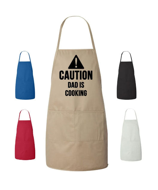 Cooking Apron Caution Dad Is Cooking Gift Design Cooking Apron
