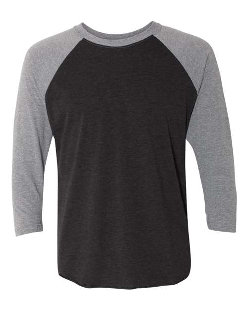 Next Level - Unisex Triblend Three-Quarter Raglan T-Shirt - 6051 Black / Gray