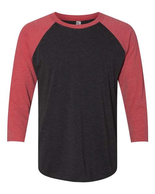 Next Level - Unisex Triblend Three-Quarter Raglan T-Shirt - 6051 Black/Red
