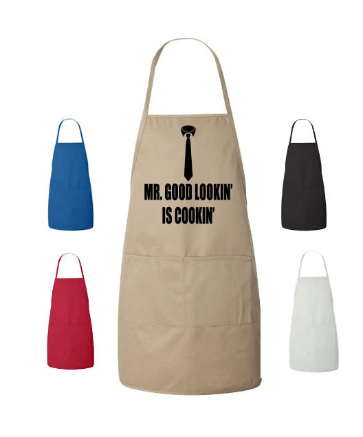Cooking Apron Mr. Good Lookin Is Cooking with Tie Great Gift Design Cooking Apron