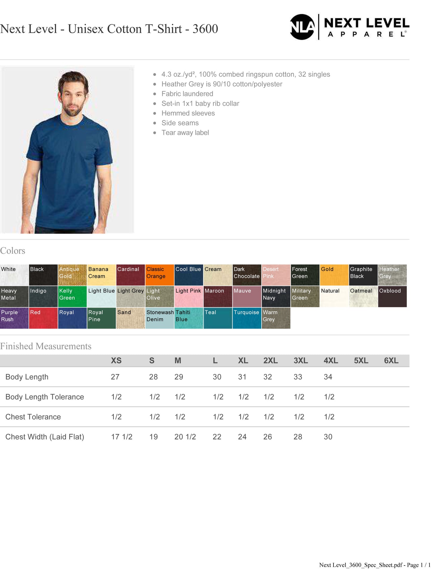 Customized Next Level Unisex Cotton T-Shirt 3600