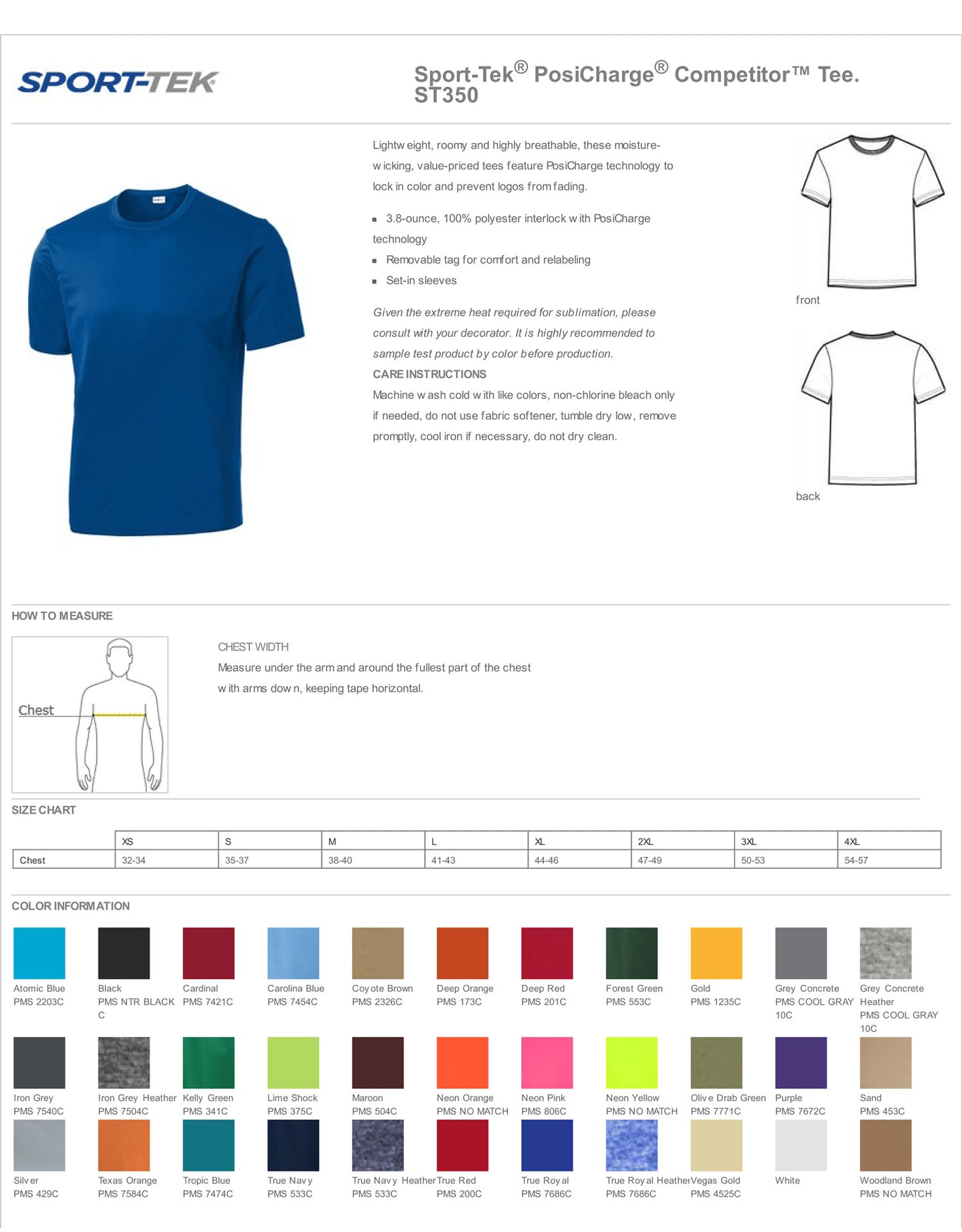 Customized Sport-Tek® PosiCharge® Competitor™ Tee Adult and Youth Sizes ST350 YST350