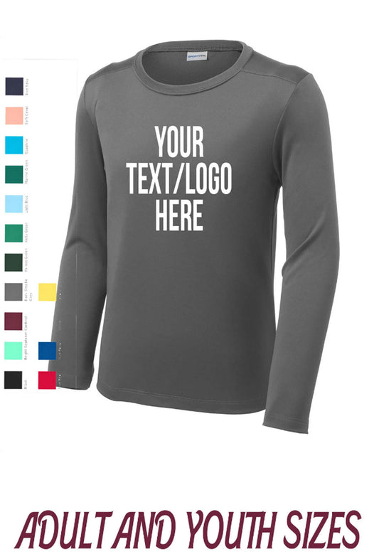 Customized Sport-Tek® Posi UV Tee Long Sleeve Adult and Youth Sizes ST420LS YST420LS
