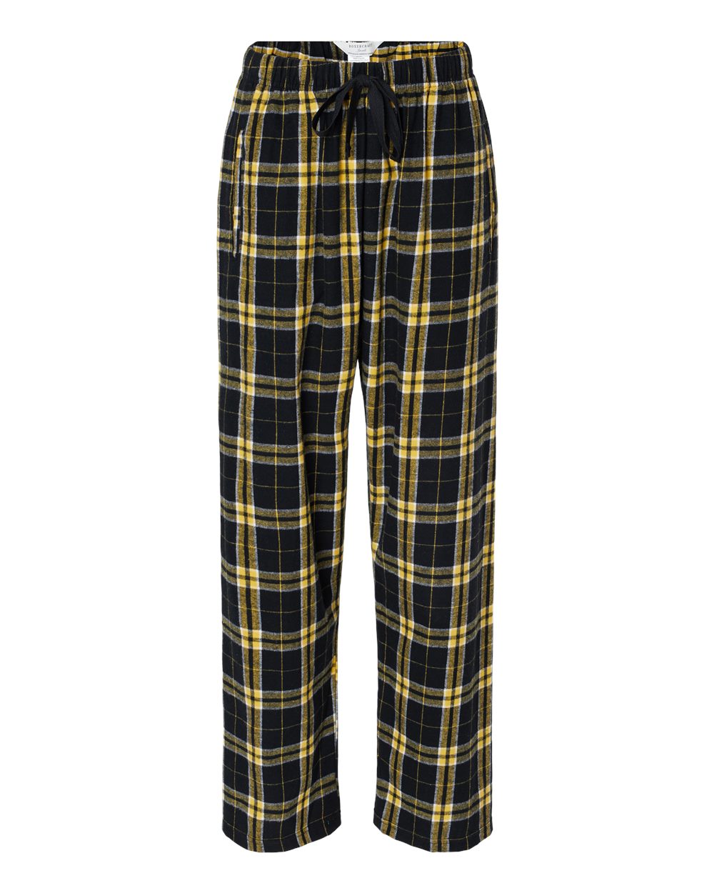 Boxercraft Ladies Haley Flannel Pants Black and Gold Color Pants with Custom Text
