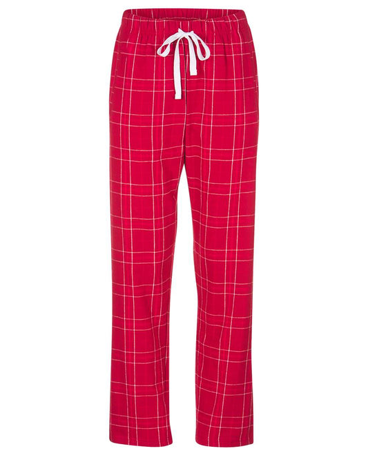 Boxercraft Ladies Haley Flannel Pants Crimson and White Color Pants with Custom Text