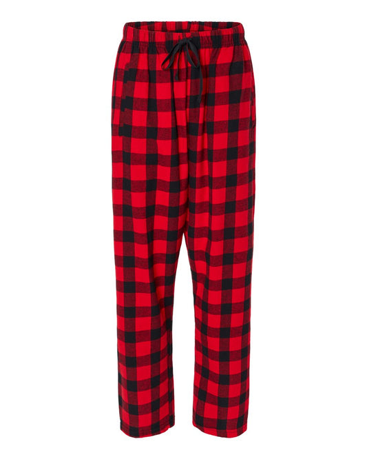Boxercraft Ladies Haley Flannel Pants Black and Red Buffalo Color Pants with Custom Text