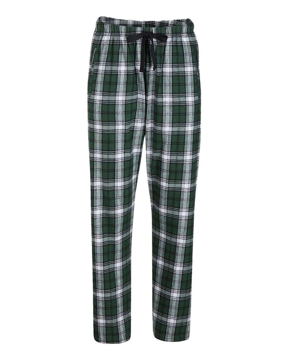 Boxercraft Ladies Haley Flannel Pants White and Green Color Pants with Custom Text