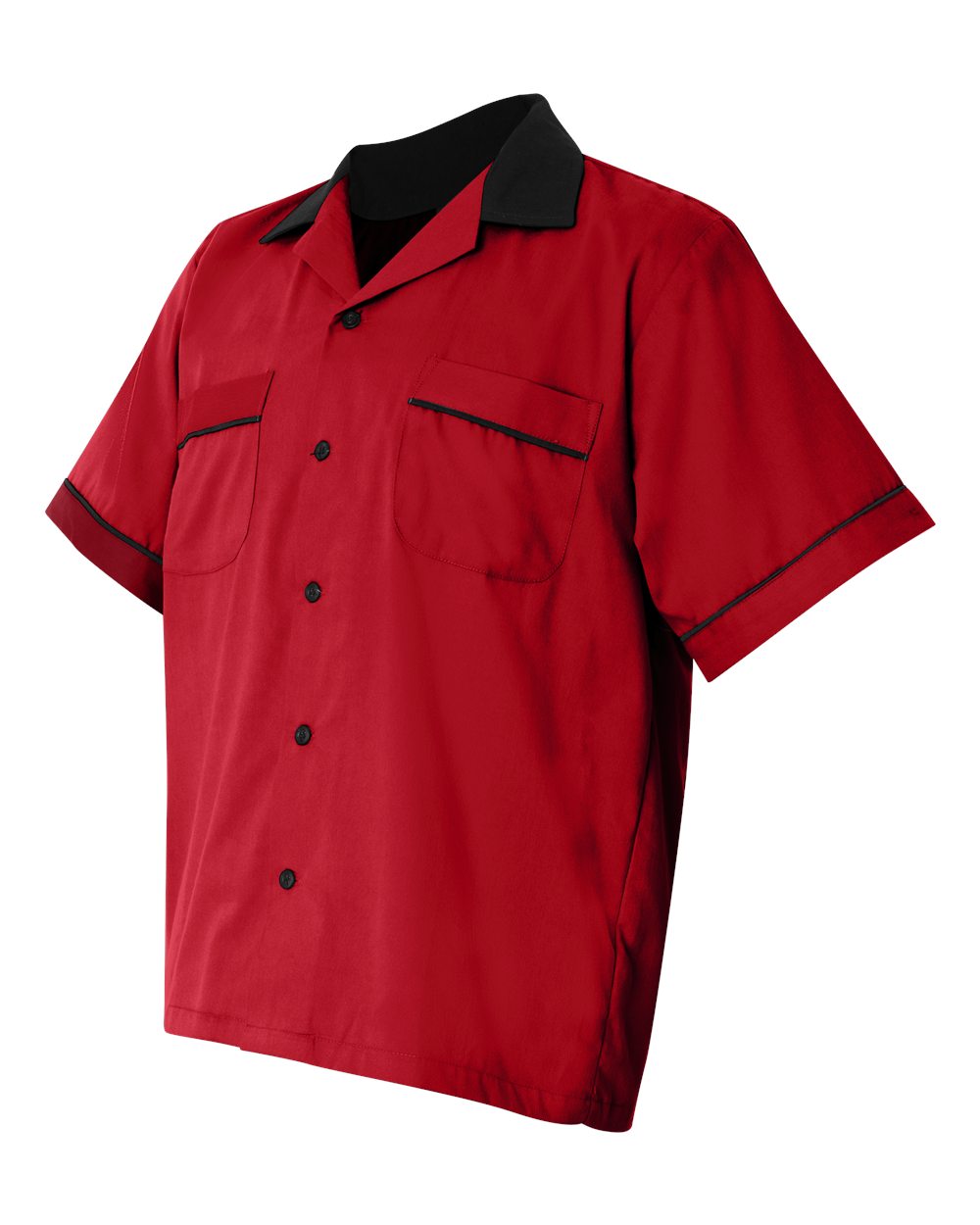 Hilton HP2244 Bowling Shirt Red with Black Trim Custom Text or Design