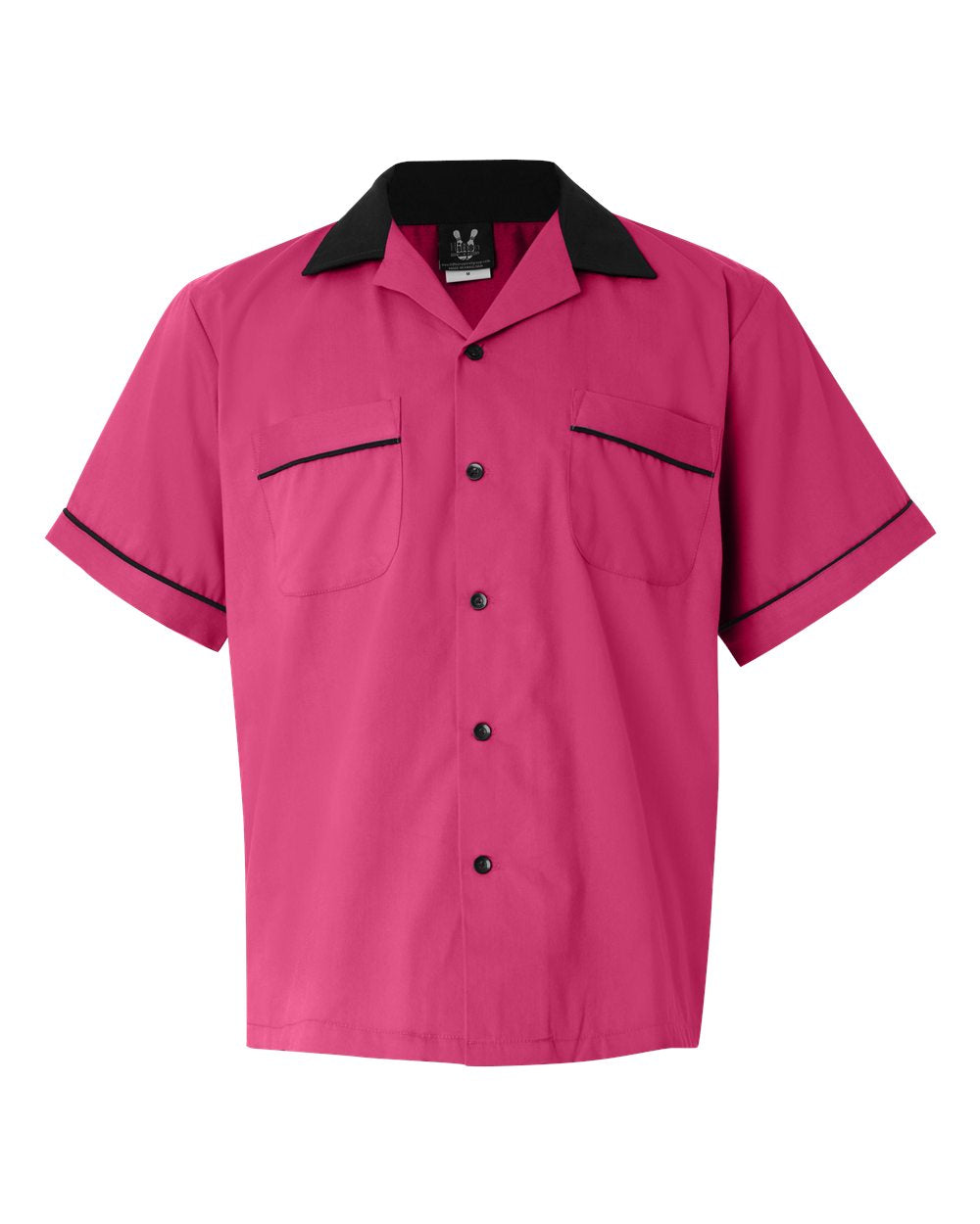 Hilton HP2244 Bowling Shirt Pink with Black Trim Custom Text or Design