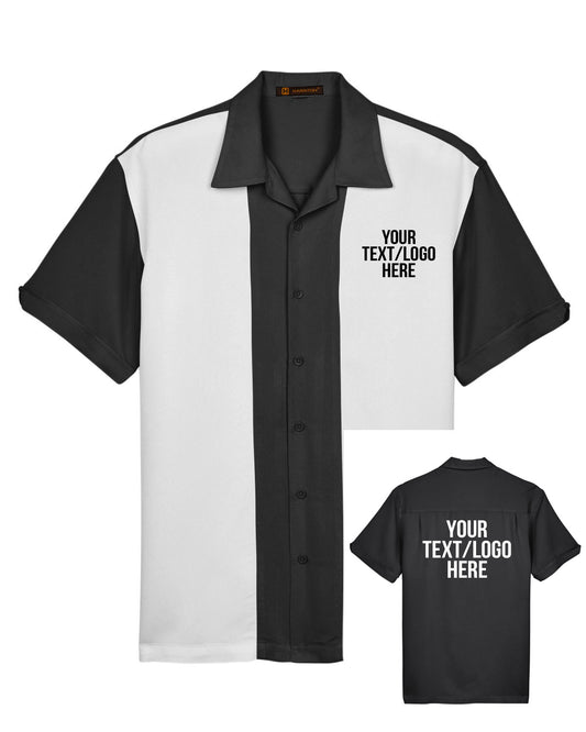 Harriton M575 Bowling Shirt Black - Custom Text or Design