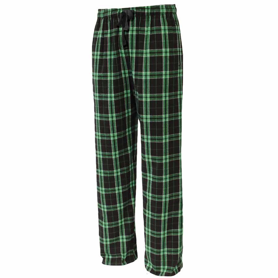 Pennant Adult and Youth Unisex Flannel Pants Black and Green Flannel Pants with Custom Text