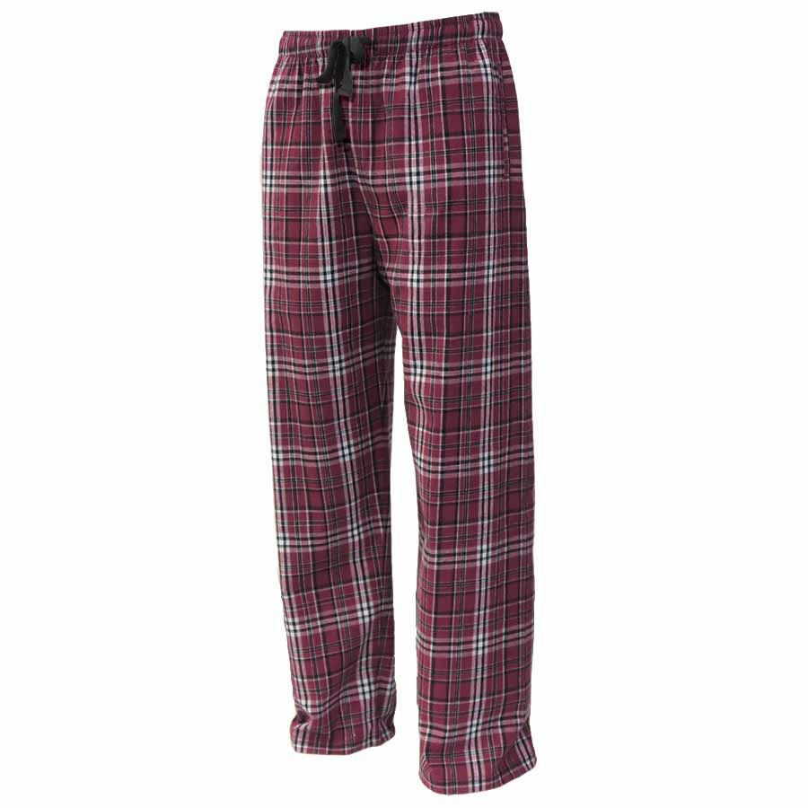 Pennant Adult and Youth Unisex Flannel Pants Maroon and White Flannel Pants with Custom Text
