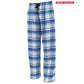 Pennant Adult and Youth Unisex Flannel Pants New White and Royal Flannel Pants with Custom Text