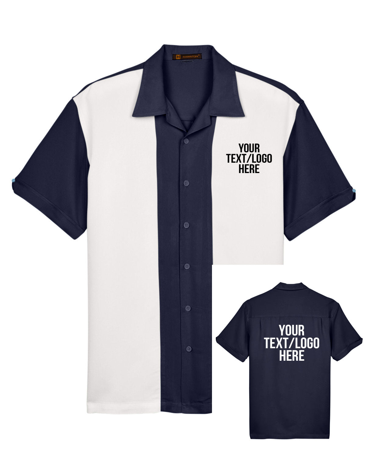 Harriton M575 Bowling Shirt Navy- Custom Text or Design