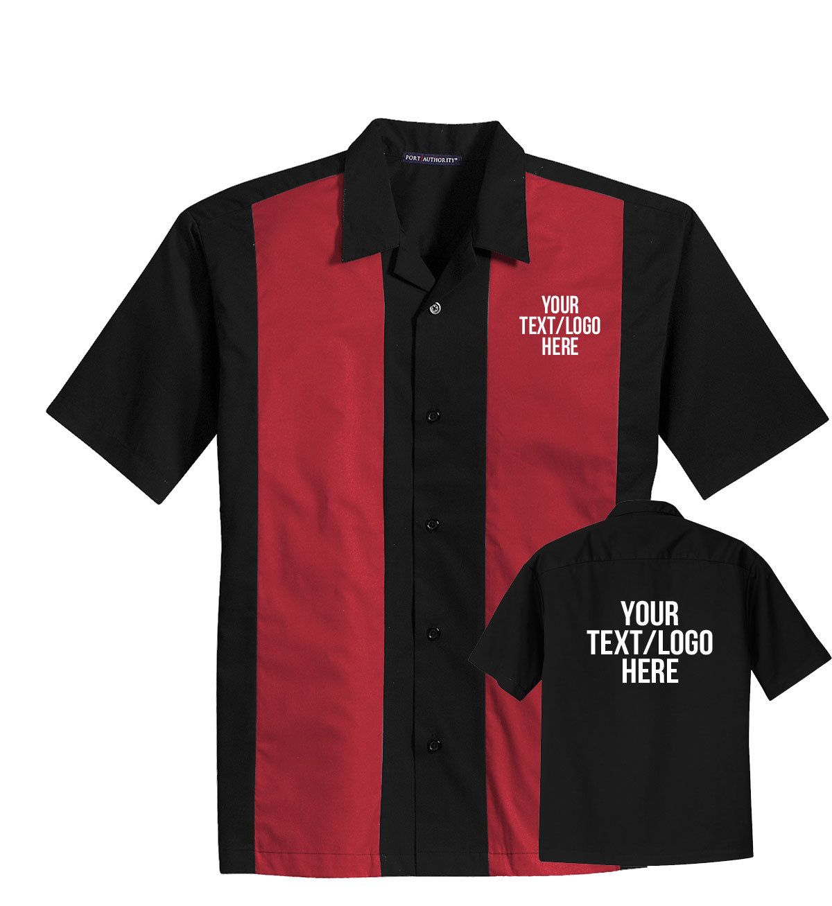 Port Authority S300 Retro Bowling Shirt Black and Grey Custom Text or Design