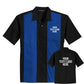 Port Authority S300 Retro Bowling Shirt Black and Royal Custom Text or Design