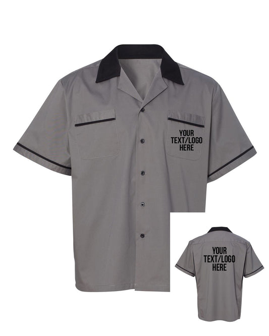 Hilton HP2244 Bowling Shirt Steel with Black Trim Custom Text or Design